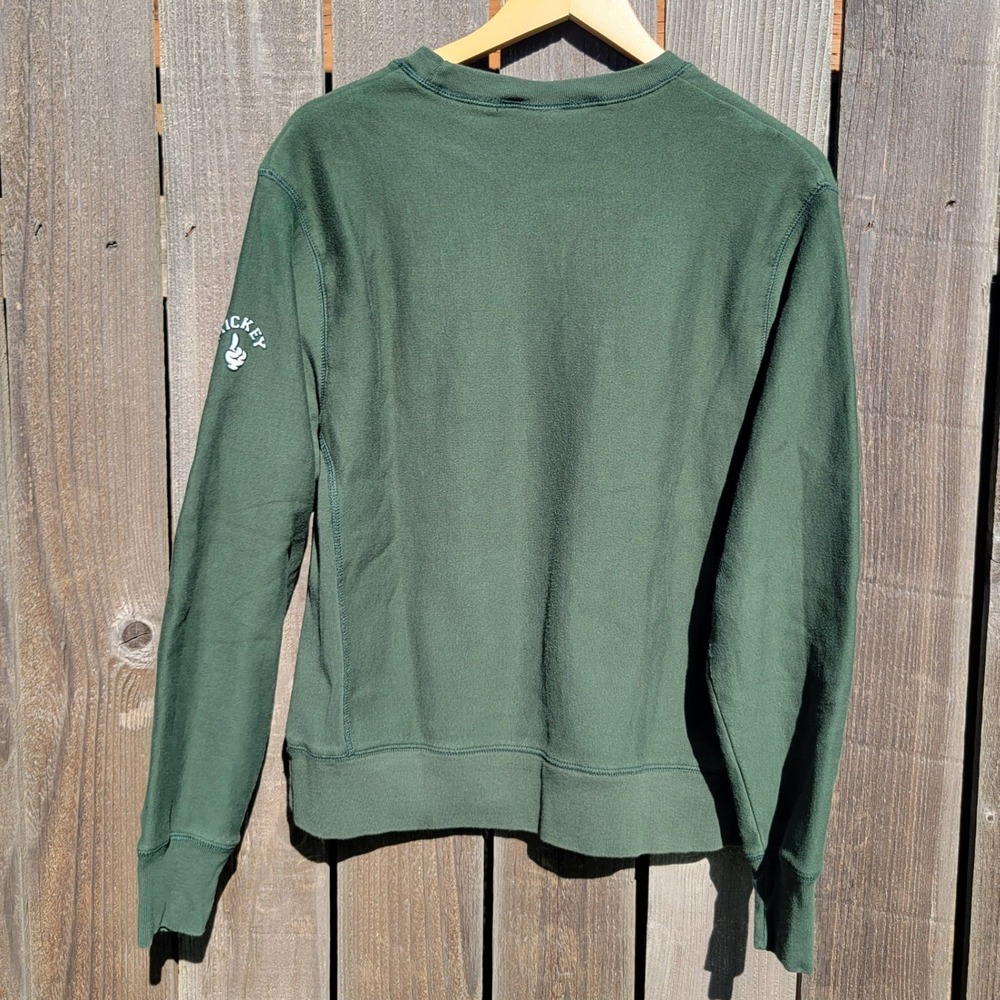 Vintage Disney Store Mickey Mouse Sweatshirt Green Crewneck Felted Outline Sz L - Picture 4 of 7